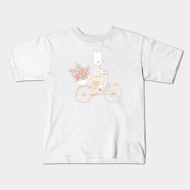 Cycling Bunny Kids T-Shirt by Cati Daehnhardt